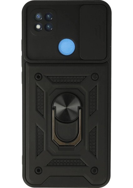 Newface Xiaomi Redmi 9c Kılıf Pars Lens Yüzüklü Silikon - Siyah