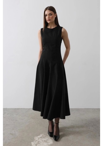 Kolsuz Uzun Elbise - Siyah fırsatları