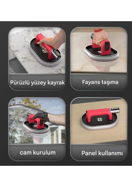 220 kg Yüksek Güçlü Emiş Dijital Göstergeli Vakumlu Vantuz Cam Seramik Mermer Ağır Yük Taşıma Vakum fiyatları