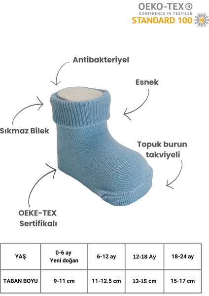 Ocean Renkler Organik 5 Li Yıkanmış Yenidoğan ve Erkek Bebek Çorabı 0-2 Yaş modelleri
