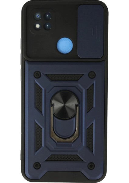 Newface Xiaomi Redmi 9c Kılıf Pars Lens Yüzüklü Silikon - Lacivert