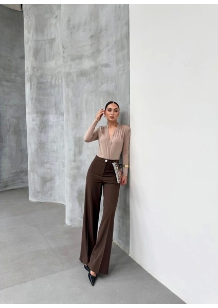 Yüksek Bel Straight Fit Palazzo Pantolon