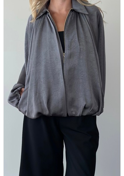Antrasit Bomber Saten Ceket - 9584 modelleri