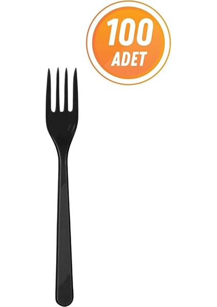 Lüks Sert Plastik Çatal Siyah 100 Adet