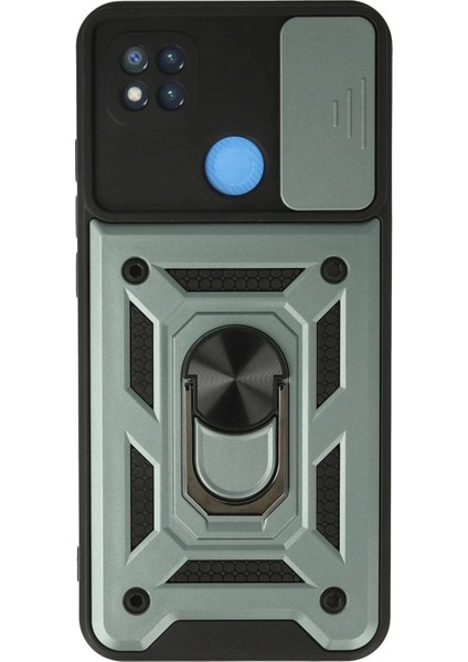 Newface Xiaomi Redmi 9c Kılıf Pars Lens Yüzüklü Silikon - Yeşil