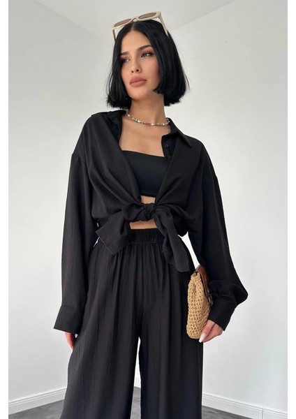 Siyah Alice Gömlek ve Bol Kesim Pantolon Takım fiyatları