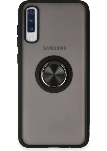 Newface Samsung Galaxy A70 Kılıf Montreal Yüzüklü Silikon Kapak - Siyah