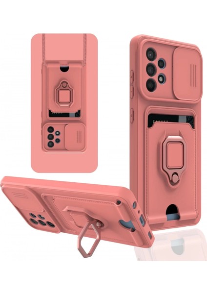 Newface Samsung Galaxy A32 Kılıf Zuma Kartvizitli Yüzüklü Silikon - Pembe