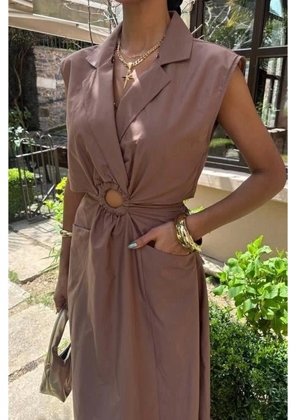 Göbeği Halka Detaylı Midi Boy Elbise 2896 modelleri