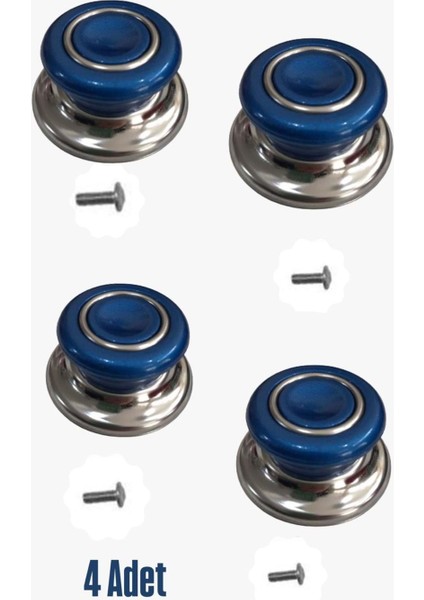 4 Adet Lacivert Tüm Tencere Tava Kapaklarına Uygun Bagalit Tepe Cam Tencere Kapağı Kulpu