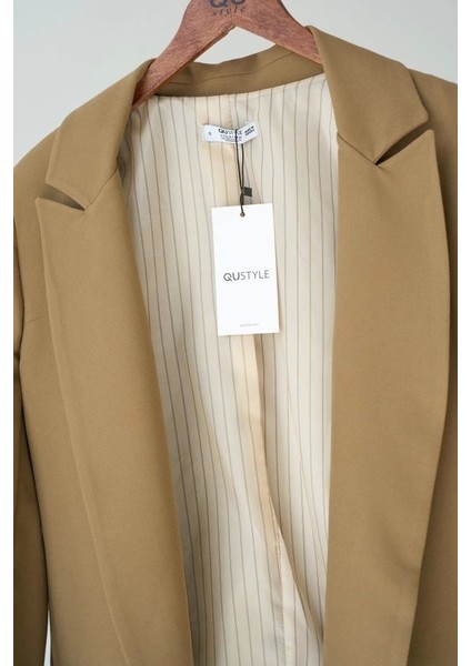 Astarı Çizgili Ceket - Vizon modelleri