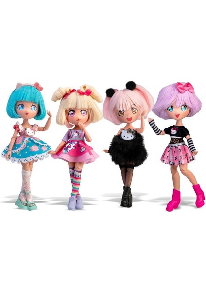 Hello Kitty Manga Bebek Seti, 4 Farklı Karakter, Hareketli ve Renkli Oyunlar