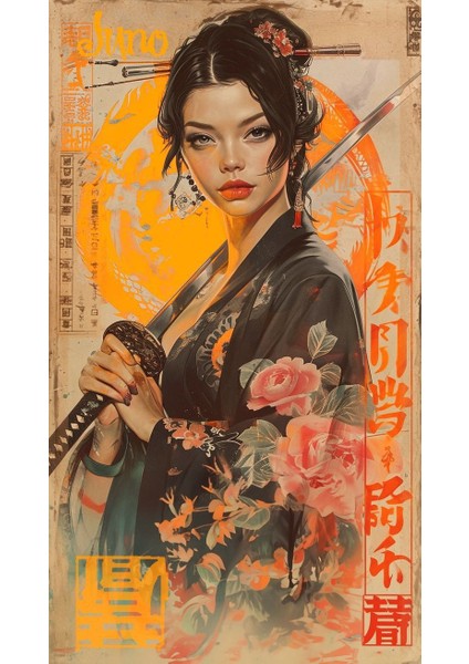 Samuray Uzak Doğu Iııı Ev Duvar Var Salon Güzellik Salonu Ofis Dükkan Dekarasyon Kanvas Tablo fiyatları