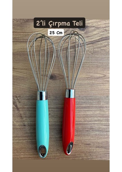 2 Adet 25 cm Paslanmaz Çelik Metal Çırpma Teli – Yumurta, Kek ve Hamur Karıştırma