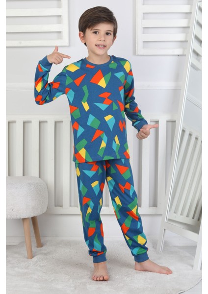 Renkli Geometrik Şekilli Erkek Çocuk Pijama Takımı fiyatları