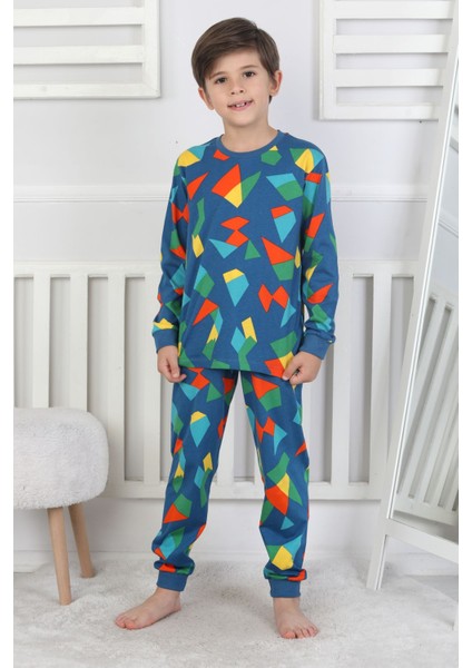 Renkli Geometrik Şekilli Erkek Çocuk Pijama Takımı indirimleri
