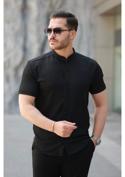 Erkek Hakim Yaka Kısa Kollu Gömlek