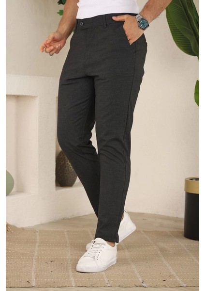 Erkek Slim Fit Likralı Bilek Boy Dilli Kumaş Pantolon