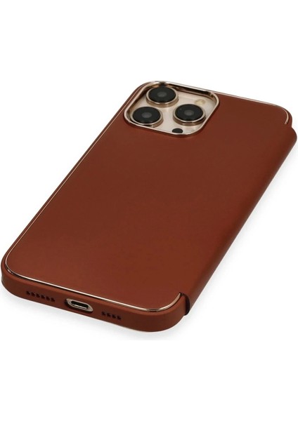 Newface iPhone 14 Pro Kılıf Dolpin Kapaklı - Kahverengi indirimleri