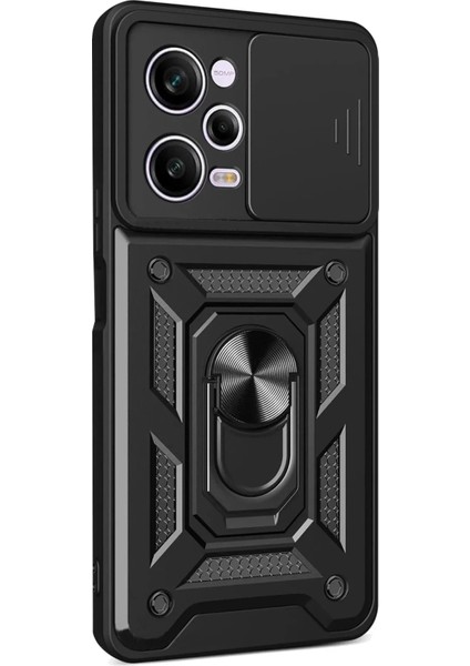 Newface Xiaomi Redmi Note 12 Pro 5g Kılıf Pars Lens Yüzüklü Silikon - Siyah