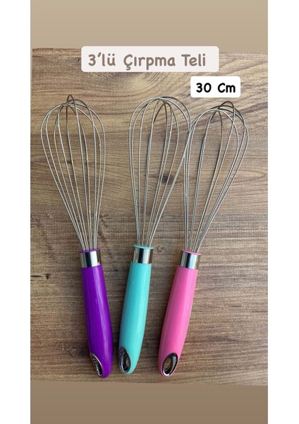 30 cm 3 Adet Paslanmaz Çelik Metal Çırpma Teli – Yumurta, Kek ve Hamur Karıştırma