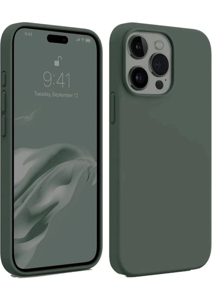 Newface iPhone 15 Pro Kılıf First Silikon - Koyu Yeşil