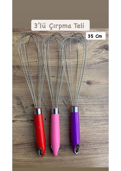 35 cm 3 Adet Paslanmaz Çelik Metal Çırpma Teli – Yumurta, Kek ve Hamur Karıştırma
