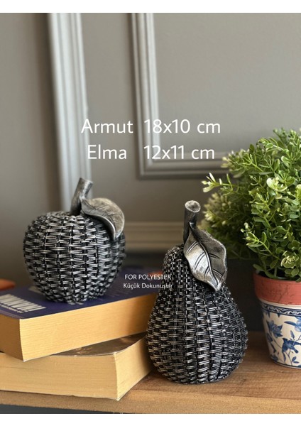 2’li Hasırlı Elma Armut Dekor/masa-Sehpa Üstü Biblo/ev-Ofis Dekorasyon/kitaplık Süsü/raf Kombin fiyatları