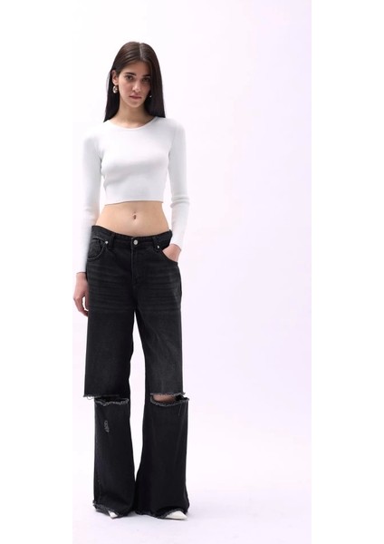 Bisiklet Yaka Dokulu Crop fiyatları