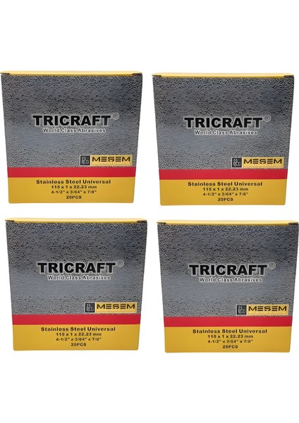Trıcraft 4 Kutu (4X25 100 Adet) Metal Kesici Taş 115X1.0X22 M