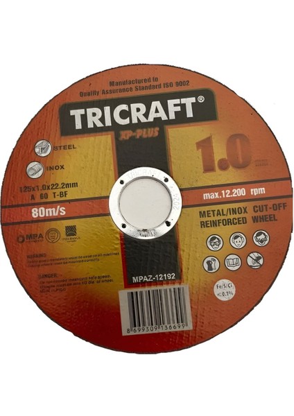 Trıcraft 4 Kutu (4X25 100 Adet) Metal Kesici Taş 115X1.0X22 M modelleri
