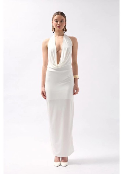 Şal Yaka Dekolte Maxi Elbise fiyatları