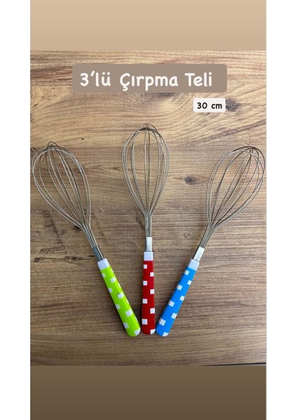 30 cm 3 Adet Paslanmaz Çelik Metal Çırpma Teli – Yumurta, Kek ve Hamur Karıştırma