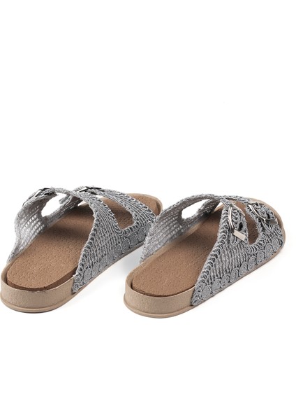 Kadın Gri Hasır Terlik Örgü Dantel Nakış Işlemeli Triko Yazlık Tatil Ev Günlük Terlik fiyatları