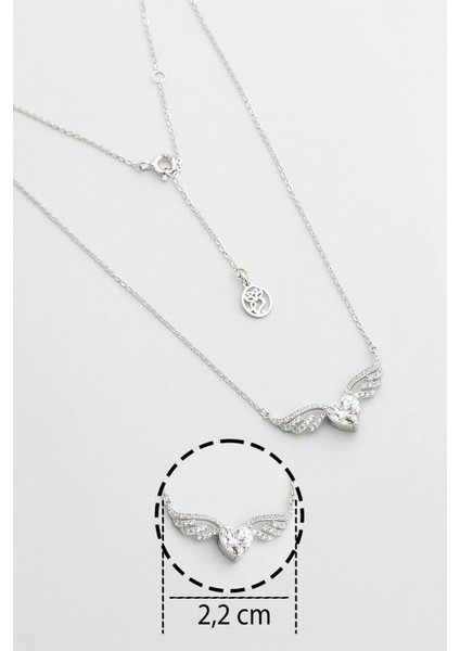 Mozanit Meleği 18 Ayar Beyaz Altın Kaplama 46 cm Gümüş Kalp Kolye modelleri