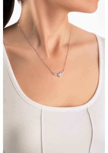 Mozanit Meleği 18 Ayar Beyaz Altın Kaplama 46 cm Gümüş Kalp Kolye fırsatları