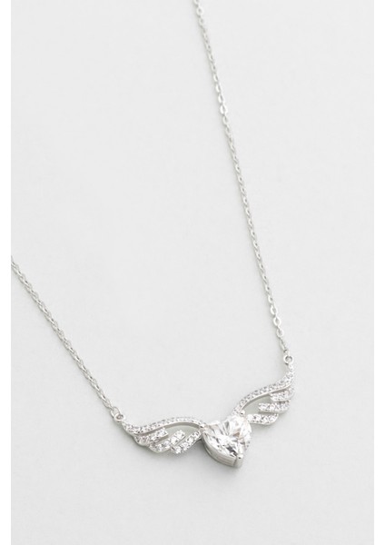 Mozanit Meleği 18 Ayar Beyaz Altın Kaplama 46 cm Gümüş Kalp Kolye indirimleri