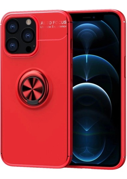 Newface iPhone 13 Pro Kılıf Range Yüzüklü Silikon - Kırmızı