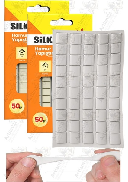 Hamur Yapıştırıcı Tack-It 50GR 2 Paket Silka 65 Parça Macun Sakız Yapıştırıcı Takıt Çerçeve Afiş Duvar Iz Bırakmaz