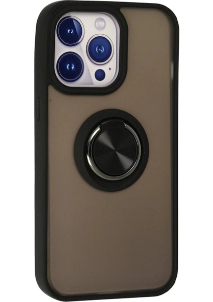Newface iPhone 13 Pro Max Kılıf Montreal Yüzüklü Silikon Kapak - Siyah modelleri