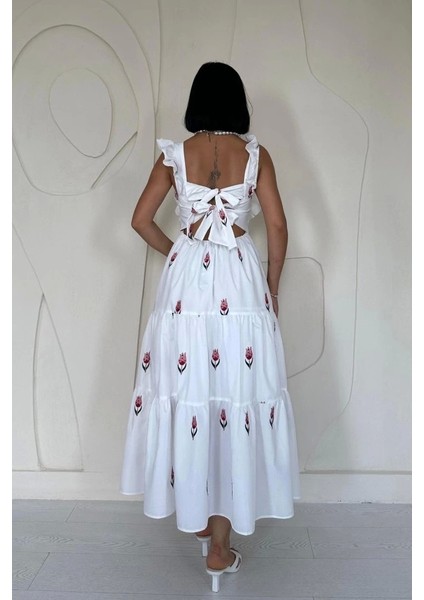 Kırmızı Sıfır Kol Fırfırlı Elbise fırsatları