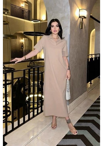 Manque Polo Yaka Yırtmaçlı Elbise 2689-8 indirimleri