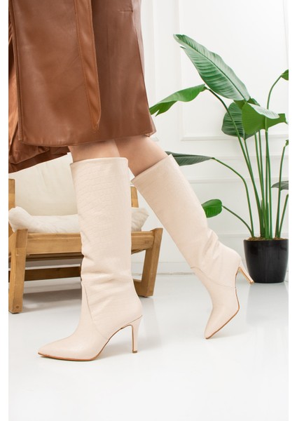 Günlük Kadın Sivri Burun Kaymaz Taban Ince Yüksek Topuklu Polar Astarlı Fermuarsız Çizme 229 fiyatları