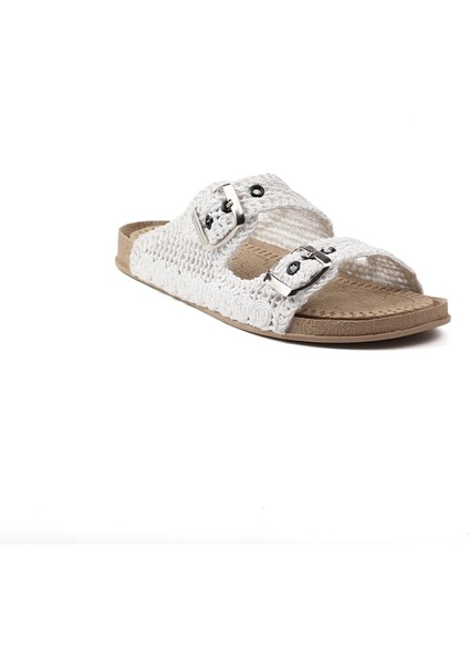 Kadın Beyaz Hasır Terlik Örgü Dantel Nakış Işlemeli Triko Yazlık Tatil Ev Günlük Terlik fırsatları