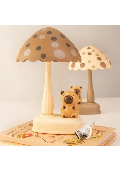Kapibara LED USB Çocuk Gece Lambası – Mantar Tasarımlı, Şarjlı