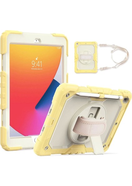 Newface iPad 10.2 (7.nesil) Kılıf Strap New Tablet Kapak - Sarı