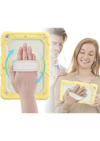 Newface iPad 10.2 (7.nesil) Kılıf Strap New Tablet Kapak - Sarı fiyatları