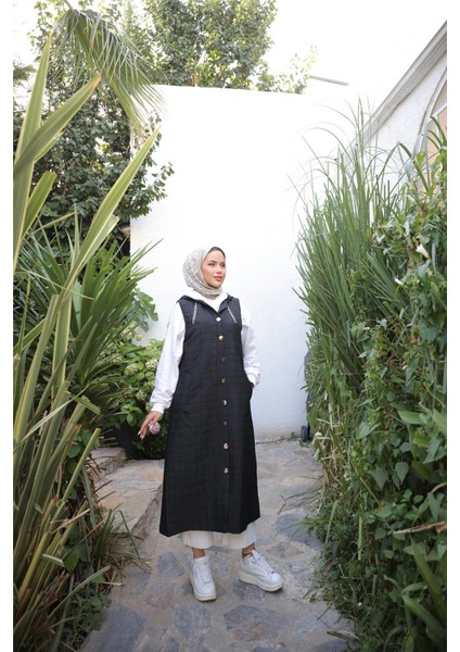 Kapşonlu Çıtçıtlı Kolsuz Cepli Uzun Kapitone Yelek - 71195.003 - Siyah fırsatları