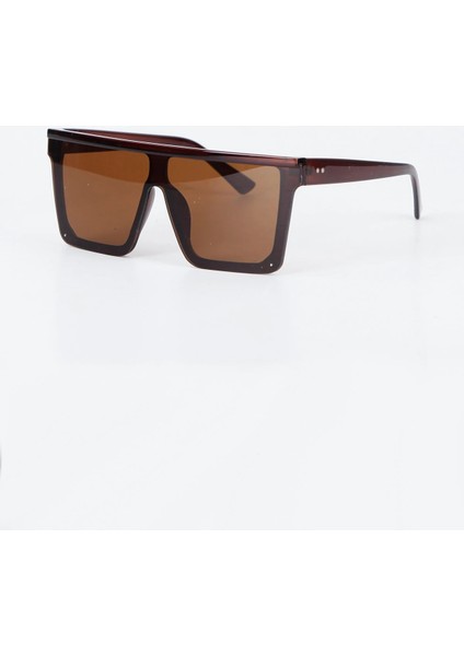 Kare Büyük Unisex Güneş Gözlüğü Kahverengi