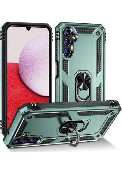 Newface Samsung Galaxy A04S Kılıf Sofya Yüzüklü Silikon Kapak - Yeşil